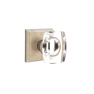 Ensemble de boutons de passage Emtek avec rosette Sandcast # 6 et bouton en verre Windsor