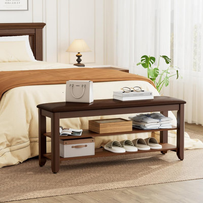 Solid Wood Entryway Bench With Flip-Top Storage And Cushion, Shoe Rack Organizer With Adjustable Shelf For Hallway, Mudroom, Or Closet