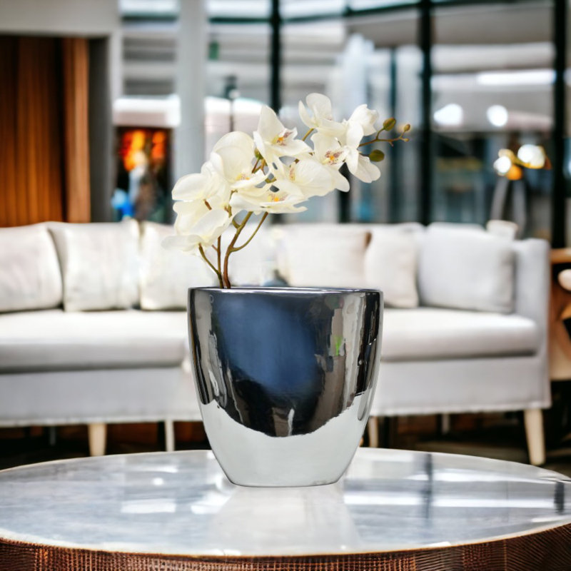 Marple Handmade Ceramic Table Vase, Silver