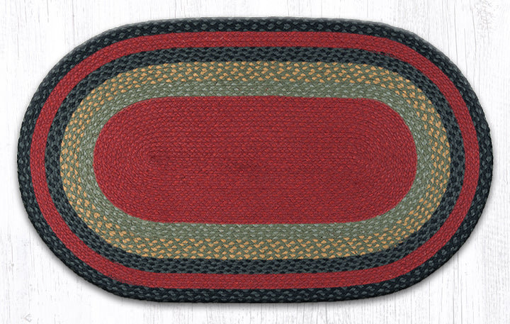 Tapis zone tressée bourgogne/olive/charbon, Ovale 8 pi x 11 pi