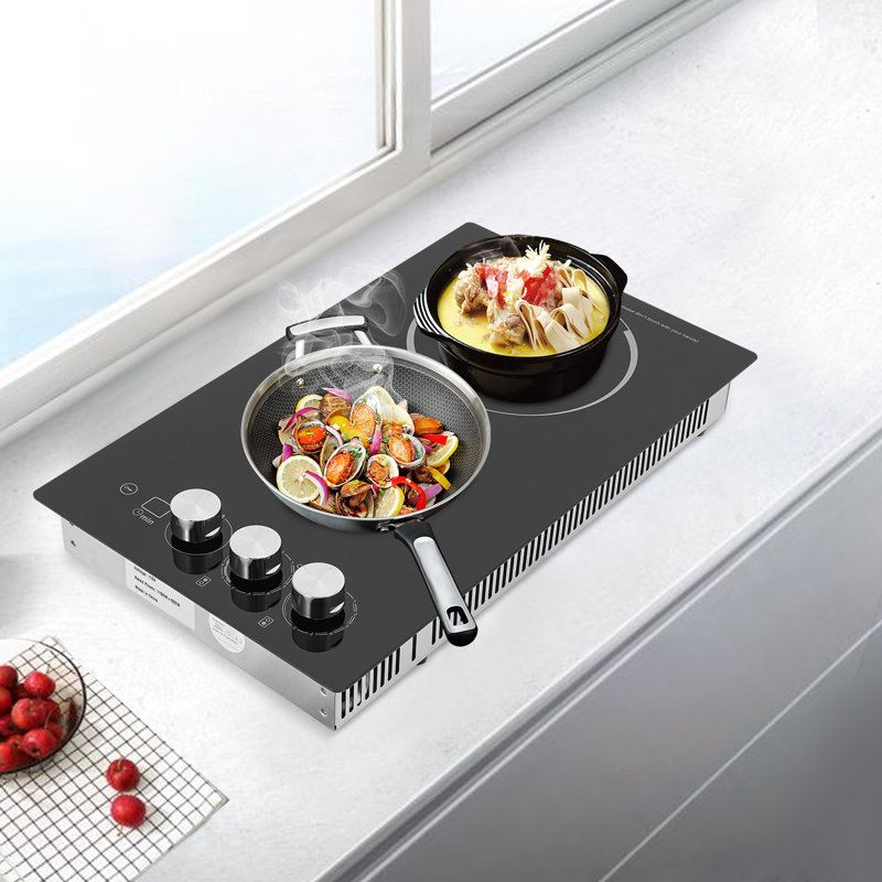 Plaque de cuisson électrique à 2 brûleurs avec 5 brûleurs et contrôle de la surface de cuisson de la cuisinière