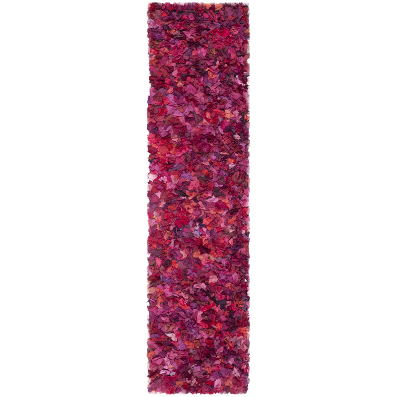 Tapis rose à poils longs Godsey, Tapis de couloir 2 pi 3 po x 9 pi