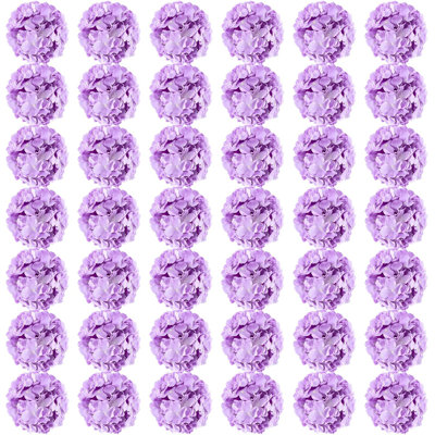 64 pièces d'hortensias artificiels mauves