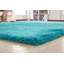 Tapis turquoise à poils longs touffeté à la main Huya-281040771