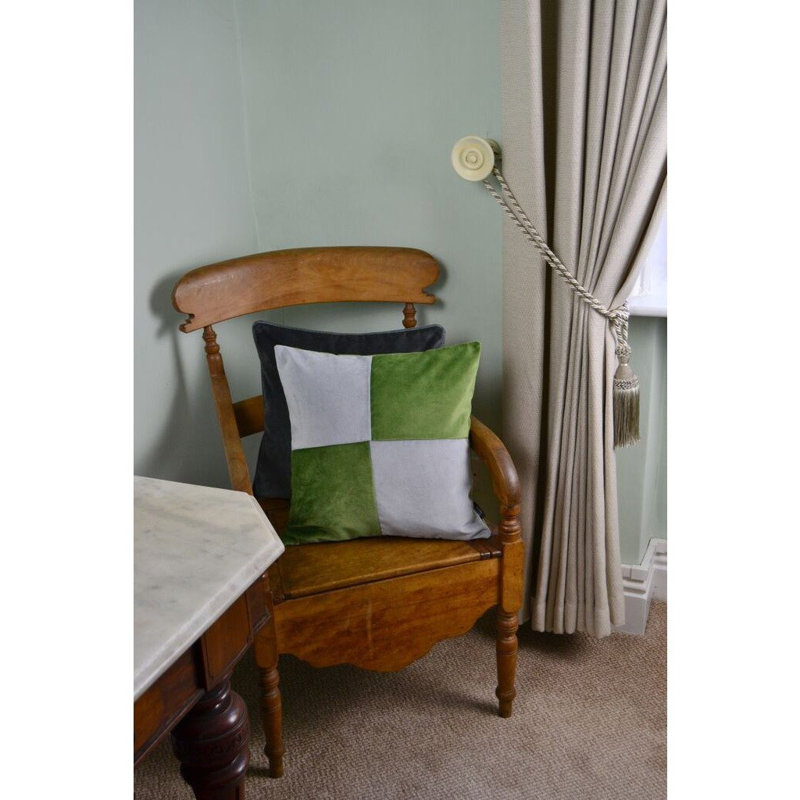 Sklar Patchwork Square Cushion, Green/Dove, 60 x 60cm