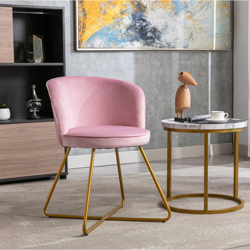 18.91'' H Velvet Upholstered Armchair, Pink, 1