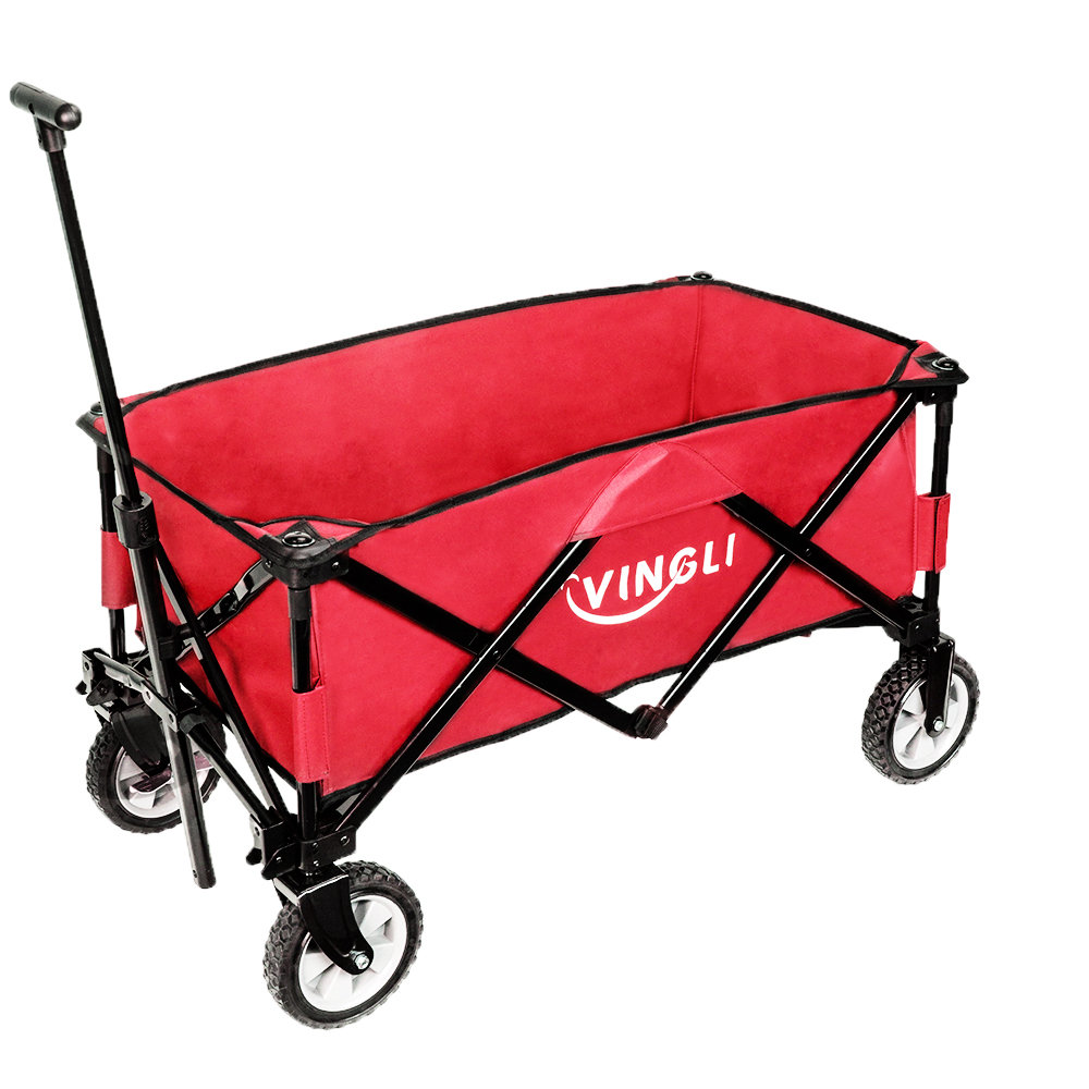 Winado 150lb Capacity Collapsible Steel Frame Outdoor Utility Red Wagon ...