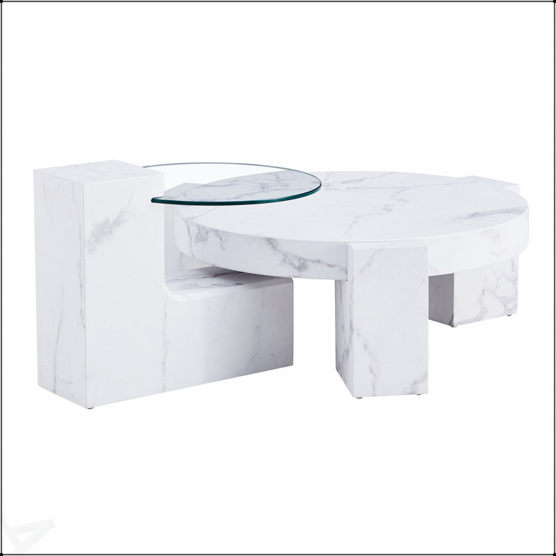 Table basse moderne en MDF texturé avec table d'appoint, durable et élégante pour le salon et la chambre à coucher