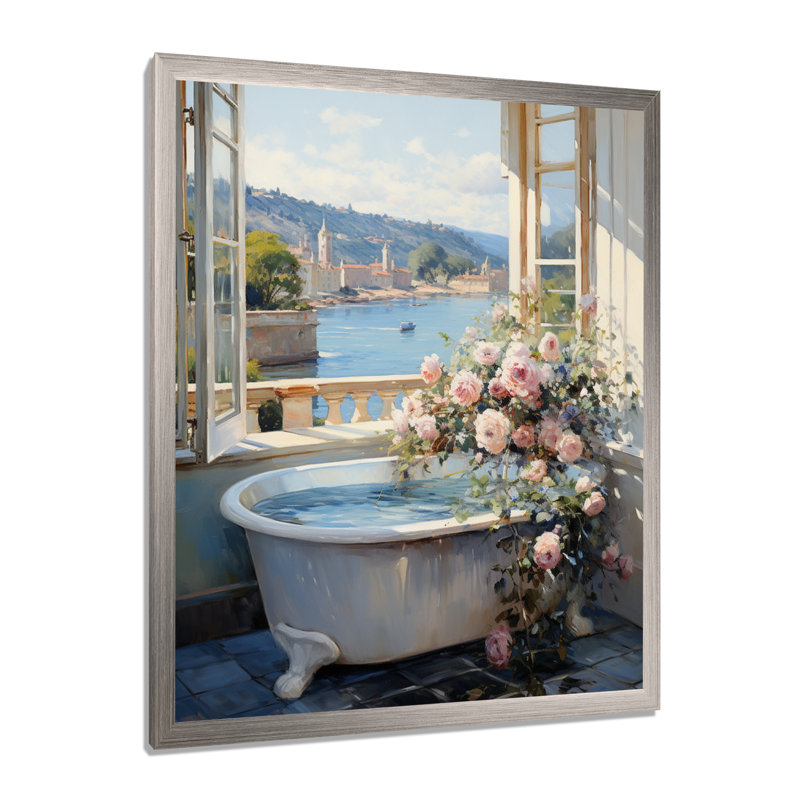 Salle de bain française - Décoration murale de salle de bain, H 32 po x l 16 po, Cadre photo unique, Argent argent