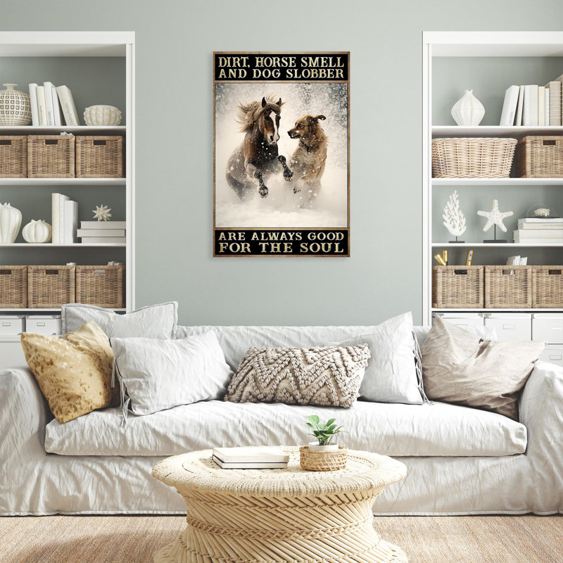 «Horse Smell And Dog Slobber», reproduction d'art graphique sur toile tendue 1 pièce | 0137, H 36 po x l 24 po x P 1,25 po