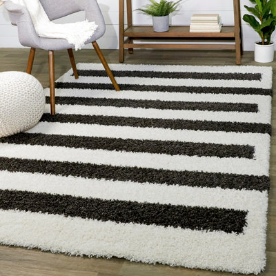 Tapis gris anthracite / blanc Alishba