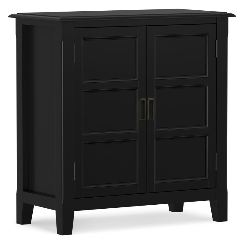 Burlington 30"W Solid Wood Transitional Low Storage Cabinet with Adjustable Shelves, Black