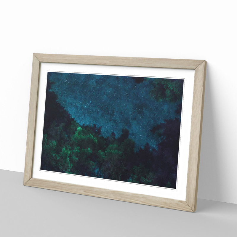 Stars over a Forest in Canada - Picture Frame Graphic Art, 33cm H x 45cm W x 2cm D, Oak Framed