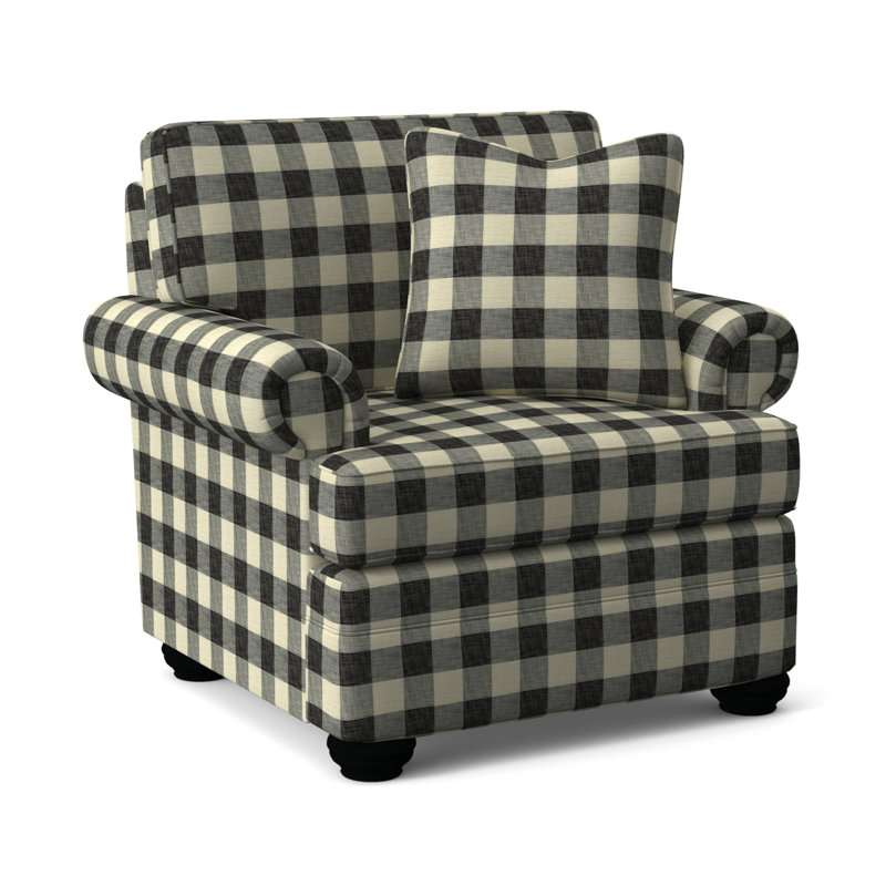 Bradbury Armchair, Black Buffalo Check; 0120-81, Black Finish