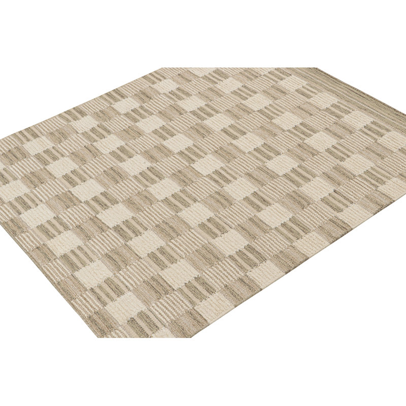 Scandinavian Wool Geometric Area Rug, Rectangle 9' x 12'