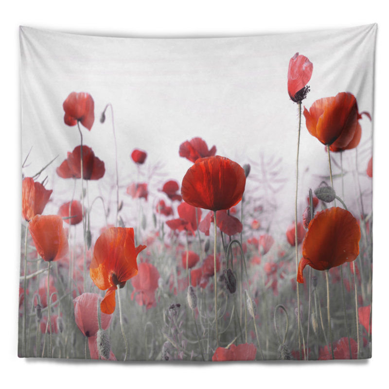 Tapisserie de jardin fleurie rouge incroyable, H 32 po x l 39 po