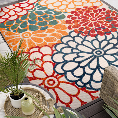 Shameekia Water Resistant Indoor Outdoor Rugs for Patios, Deck, Porch or Entryway