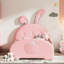 Lit plateforme tapissier simple avec tête de lit et lit rose durable-129632202