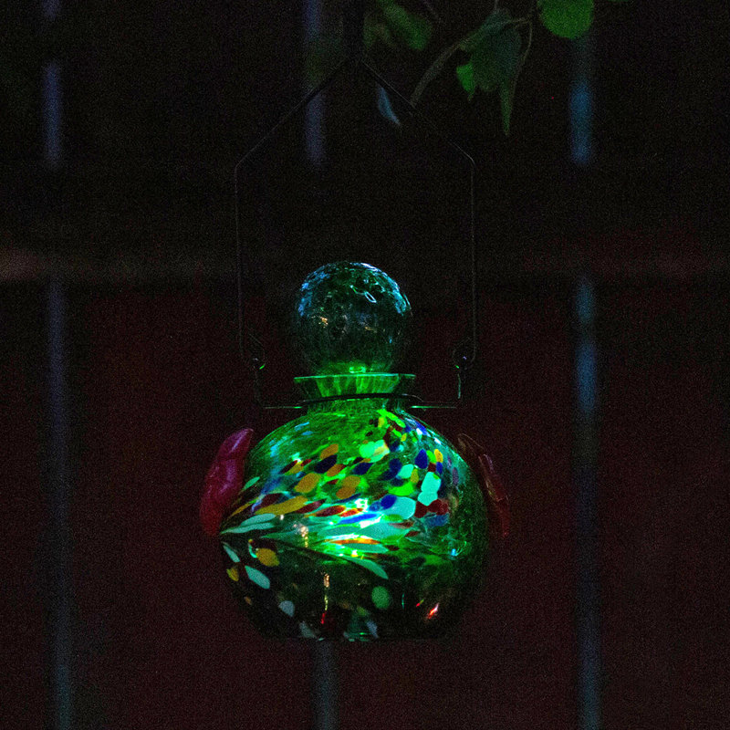 Glass Hanging Hummingbird Feeder, Green