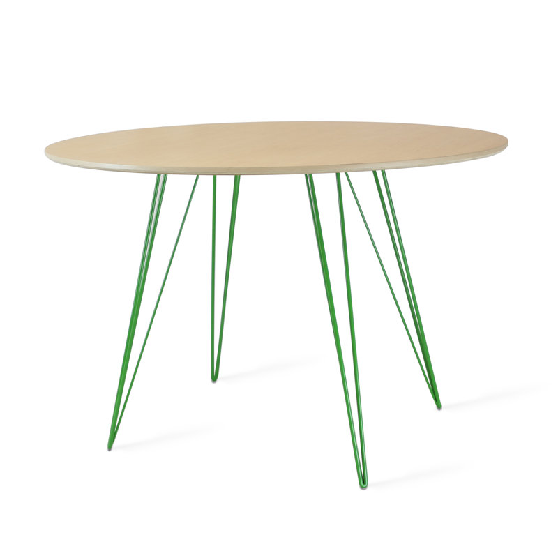 Williams Oval Metal Base Dining Table, Green, 30" H x 54" L x 46" W, Natural
