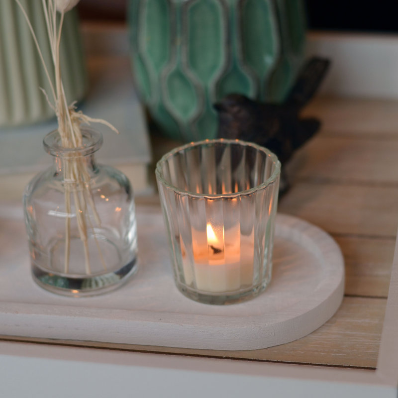 Latitude Run® 4 Piece Glass/Wood Tabletop Tealight Holder | Wayfair