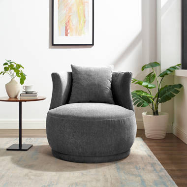 Round Barrel Swivel Chairs in Performance Fabric with Small Pillow