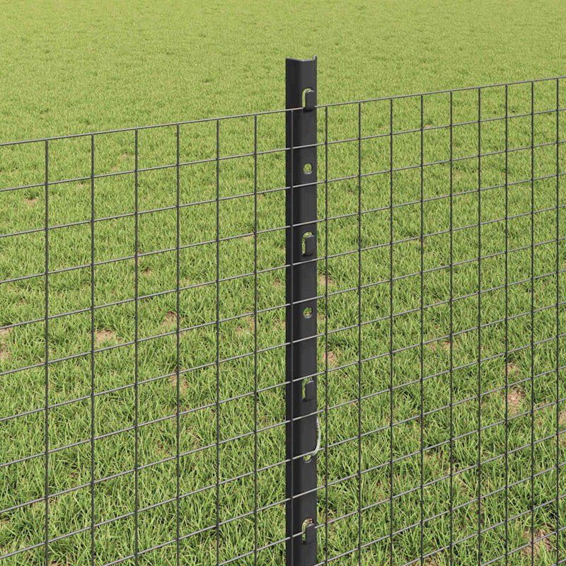 Vidaxl Fence With Posts Steel, Grey, 80cm H x 1000cm W x 2.7cm D