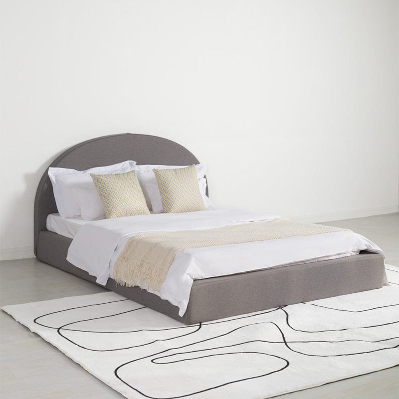 Linen Bed Frame With Headboard, Grey, Double (4'6)