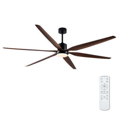 Ventilateur de plafond avec lumière L 66 po x l 66 po x H 17 po ABS 1pc grain de bois noir télécommande 6CCT à intensité variable réversible