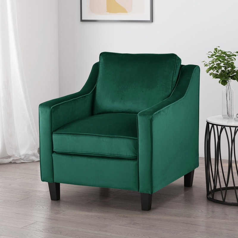 Fauteuil club en velours vert, Green