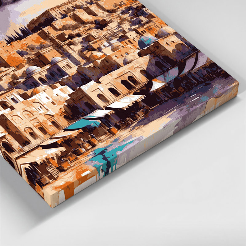 Cities Amman Jordan Beige Canvas Wall Art, 16" H x 16" W