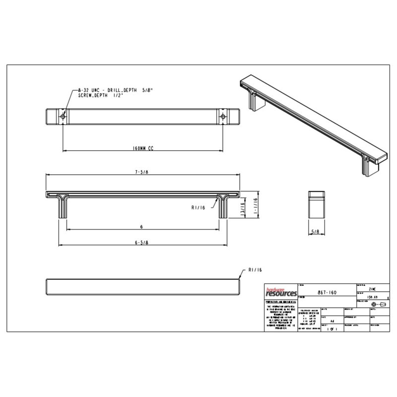 Anwick Bar Pull, Polished Nickel, 9"