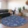 Machine Washable Indoor/Outdoor Christmas Snowflake Xhevrie Navy Rug