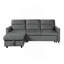 Canapé-lit modulaire réversible en velours gris foncé 81,5 po avec méridienne de rangement et poche latérale-703259086
