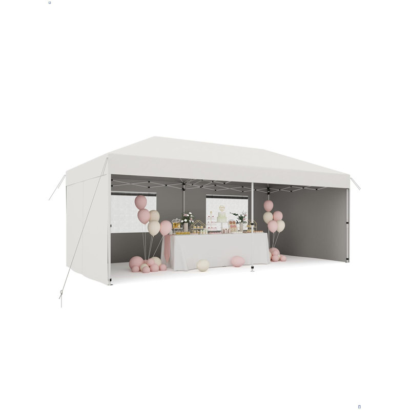 Pop Up Canopy Tent With 210 D Oxford Fabric, Portable Instant Commercial Canopy, White