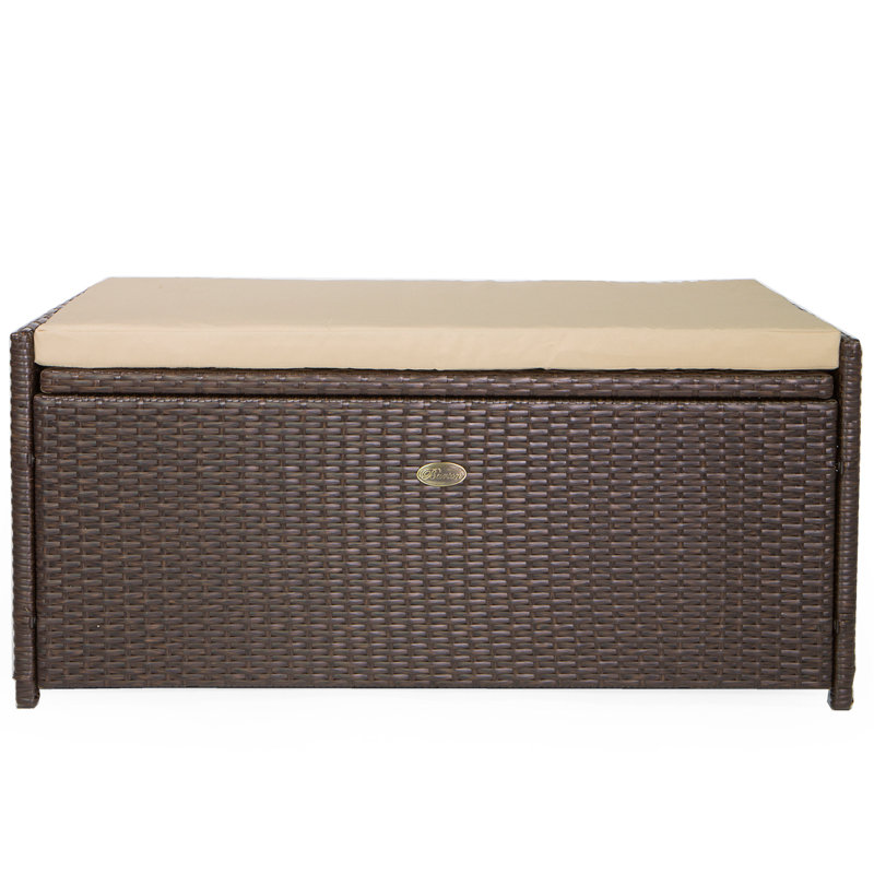 Banc de rangement extérieur en osier résistant à l'eau 60 gallons