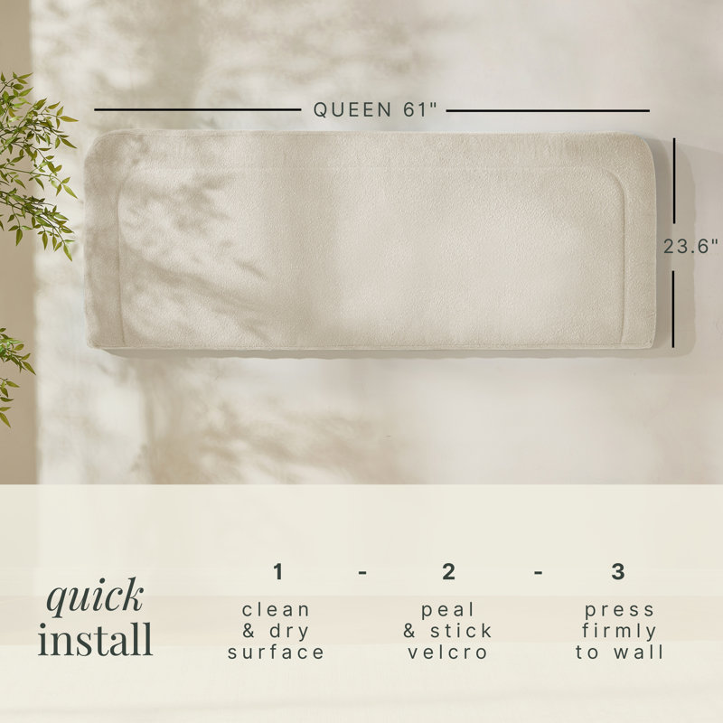 Chastelyne Upholstered Easy Assemble Wall Mounted Headboard, Queen, Linen