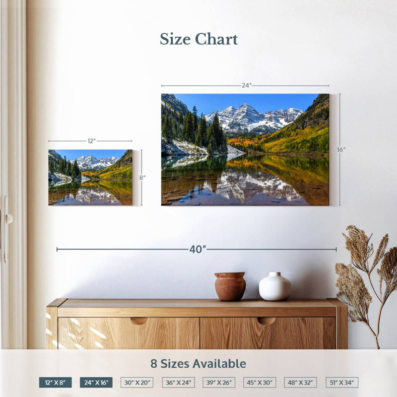 Lake By Maroon Bells, H 16 po x l 24 po