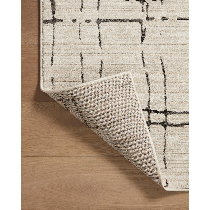 Darby Geometric Machine Woven Polyester Area Rug in Beige/Gray, Rectangle 7'10" x 10'