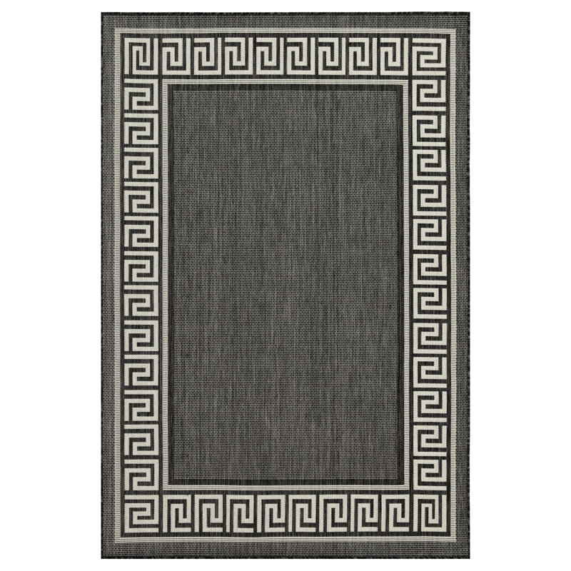 Gchar2002 Anthracite 2.7' X 7.3' Area Rug - Sunshine Indoor/outdoor Classic Border Design Stain , Made With Polypropylene Pet And 2 Ft. 7 In. Indoor & Outdoor Use Fascinating Ornament Material