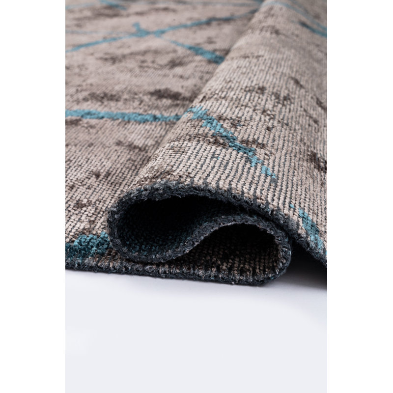 Tapis gris / bleu sarcelle Rapture, Rectangle 7 pi 10 po x 11 pi 2 po