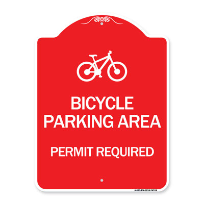 Signmission Designer Series Sign - Bicycle Parking Area - Permit Required With Graphic/24324