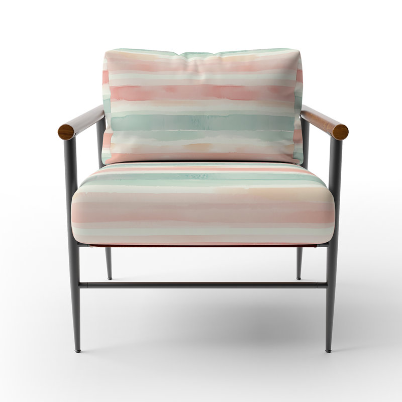 Chaise d'appoint rayée - Fauteuil Calm Stripes, Accoudoirs ronds