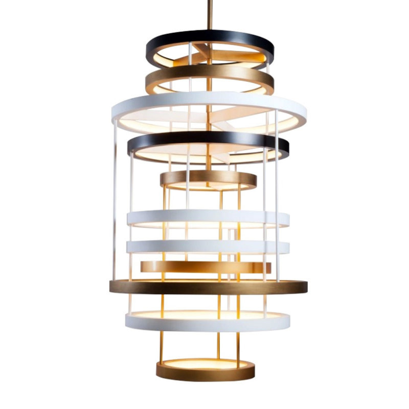 Lustre léger en roue de chariot Cronus, H 72 po x l 42 po x P 42 po, Ivoire doré