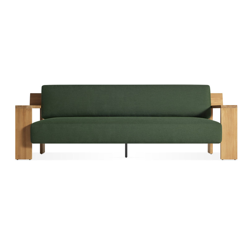 Ridge 92'' Wide Teak Patio Sofa with Cushions, Sunbrella Ivy