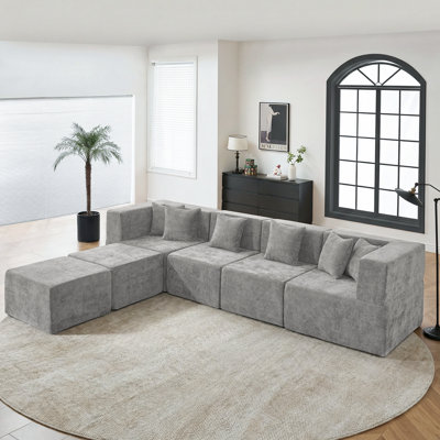 Canapé modulaire de 129 po avec 2 repose-pieds Cloud