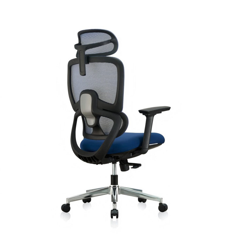 Polyester Office Chair with Headrest, Blue