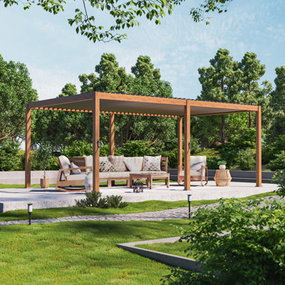 Pergola d'extérieur en aluminium à persiennes avec toit et système de drainage réglables, pergola de patio toutes saisons pour terrasse