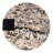 Lyra 20" Modern Round Asymmetrical Marble Accent Table, Ivory & Black Natural Veined Stone with Black Iron Metal Base for Living Room