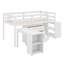Lit mezzanine bas avec tablette, tiroirs et bureau portatif à roulettes-726231242